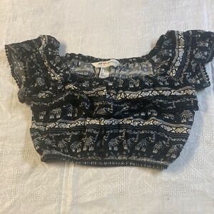 H&M Coachella Collection Elephant Print Belly Shirt. Size 2.